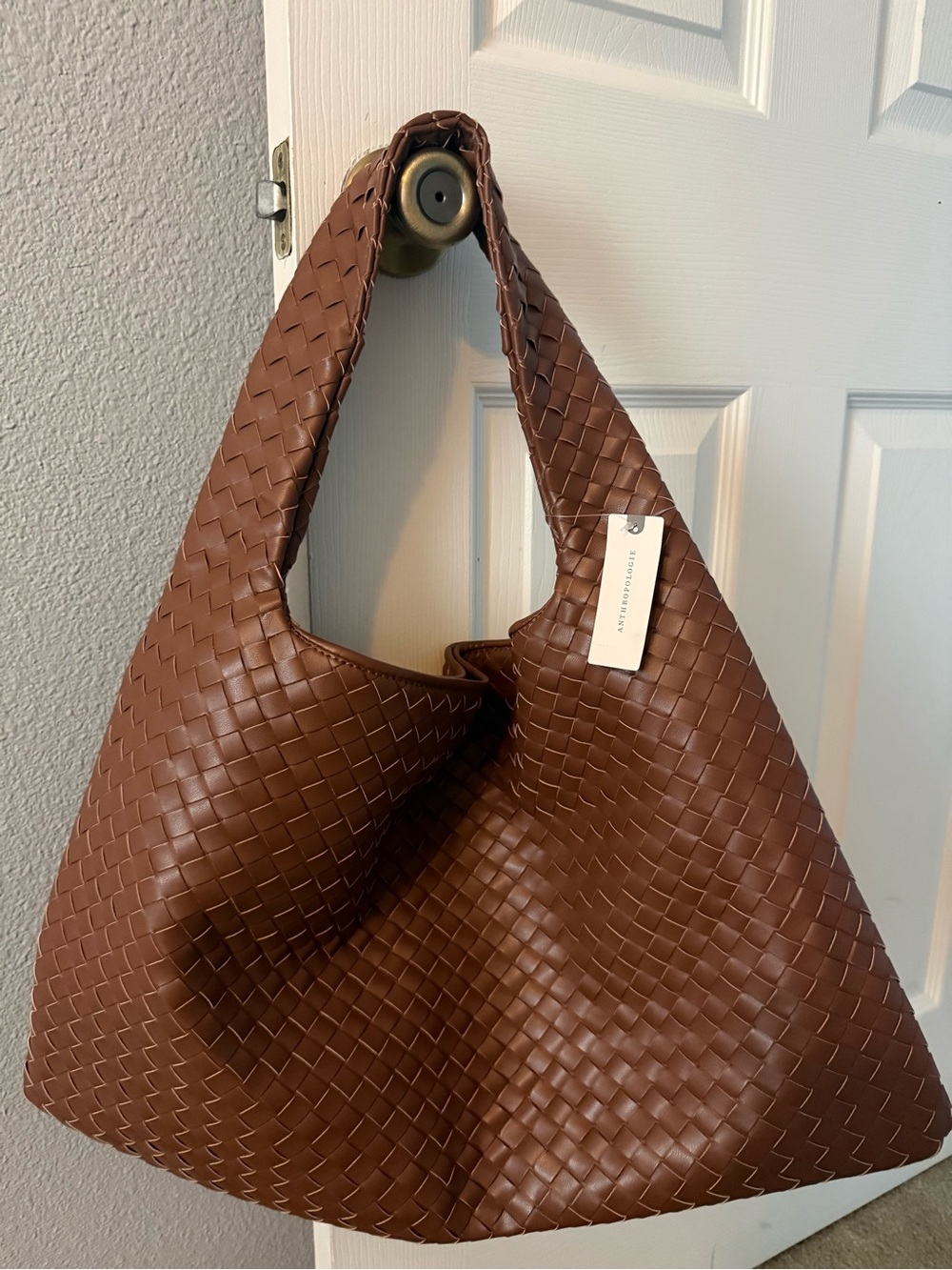 Anthropologie Oversized Woven Leather Slouchy Tote Bag!